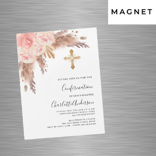 Invitation Magnétique Pampas herbe rose or rose luxe confirmation