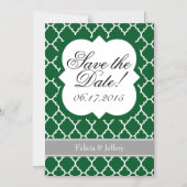 Invitation Magnétique Papier Quatrefoil Blanc Vert Foncé Enregistrer l'a (Recto)