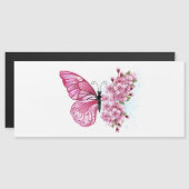 Invitation Magnétique Papillon de fleurs avec Sakura rose (Devant / Derrière)