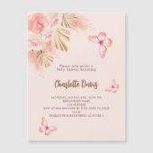 Invitation Magnétique Papillon pampas herbe rose Baby shower de luxe (Devant)