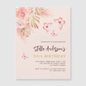 Invitation Magnétique Papillon pampas herbe rose rose rose rose luxe ann (Devant)