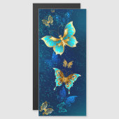Invitation Magnétique Papillons d'or sur un Arrière - plan bleu (Devant / Derrière)