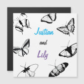 Invitation Magnétique Papillons noirs et blancs (Devant / Derrière)