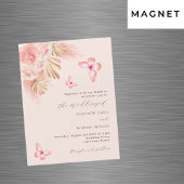 Invitation Magnétique Papillons pampas herbe rose or luxe mariage