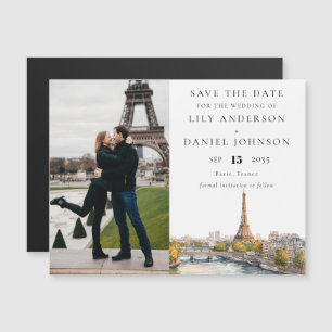 Invitation Magnétique Paris France Photo Mariage Enregistrer La Date