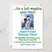 Invitation Magnétique Parti Cute Husky (Recto)