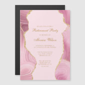 Invitation Magnétique Parti de retraite chic Pink Gold Agate (Devant / Derrière)
