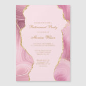 Invitation Magnétique Parti de retraite chic Pink Gold Agate (Devant)