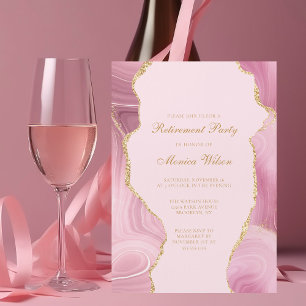Invitation Magnétique Parti de retraite chic Pink Gold Agate