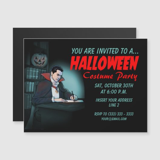Invitation Magnétique Parti du comte Dracula Halloween (Devant / Derrière)
