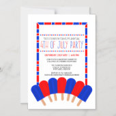 Invitation Magnétique Parti Patriotique Popsicles 4 juillet (Recto)