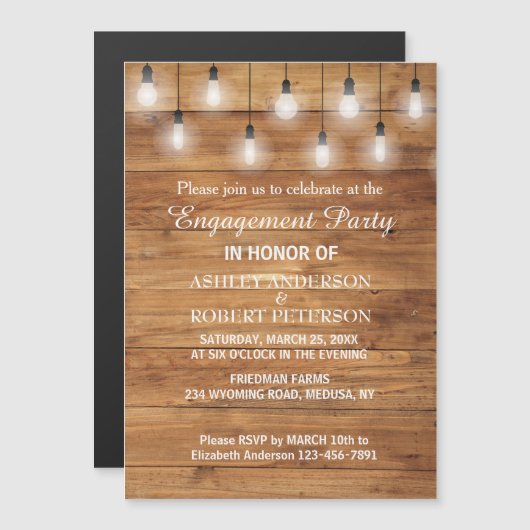 Invitation Magnétique Partie d'engagement Russe String Lights (Devant / Derrière)