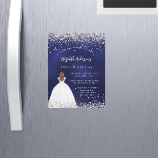 Invitation Magnétique Parties scintillant bleu marine anniversaire robe