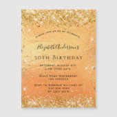 Invitation Magnétique Parties scintillant d'or d'anniversaire (Devant)