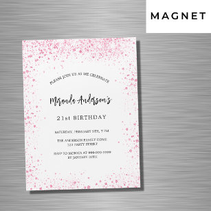 Invitation Magnétique Parties scintillant rose blanc d'anniversaire scin