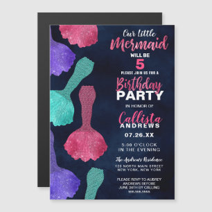 Invitation Magnétique Parties scintillant Turquoise rose étincelante Mer