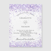Invitation Magnétique parties scintillant violet mariage blanc aimant in (Devant)
