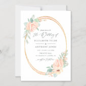 Invitation Magnétique Pastel Blush Floral Mariage géométrique (Recto)