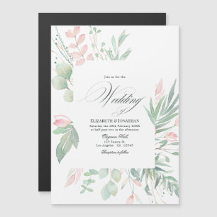 Invitation Magnétique Pastel Blush Greenery Mariage