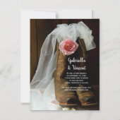 Invitation Magnétique Pays Rose Cowboy Boots Mariage Enregistrer la date (Recto)