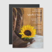 Invitation Magnétique Pays Sunflower Mariage Ouest (Devant / Derrière)
