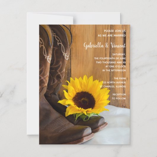 Invitation Magnétique Pays Sunflower Mariage Ouest (Recto)
