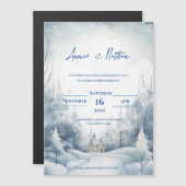 Invitation Magnétique Paysage neigeux mignon Mariage d'hiver (Devant / Derrière)