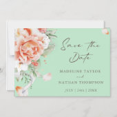 Invitation Magnétique Pêche florale Enregistrer la date (Recto)