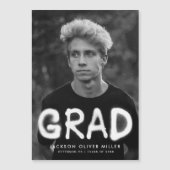 Invitation Magnétique Peinture au Spray blanc moderne Graduation (Devant)