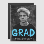 Invitation Magnétique Peinture de peinture Sky Blue moderne graduation (Devant / Derrière)