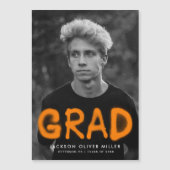 Invitation Magnétique Peinture Orange moderne Peinture Spray Graduation (Devant)