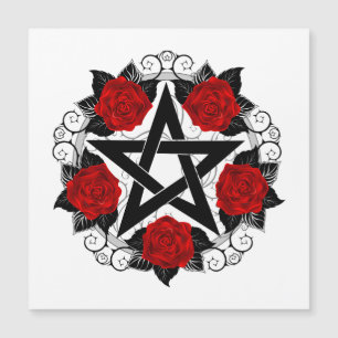 Invitation Magnétique Pentagramme aux roses rouges