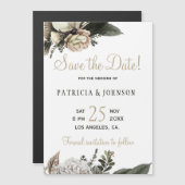 Invitation Magnétique Peonies blanches d'hiver mariage élégant enregistr (Devant / Derrière)