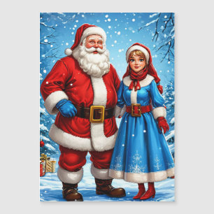 Invitation Magnétique Père Noël et la Fée des Neiges