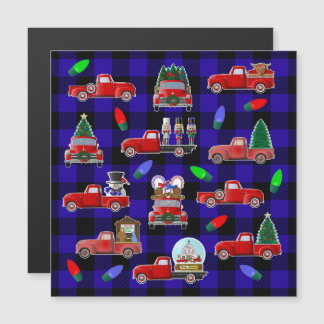 Invitation Magnétique Petit Camion rouge aimant de Noël