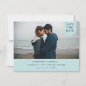 Invitation Magnétique Photo Balise Simple Enregistrer La Date Poudre Ble (Recto)