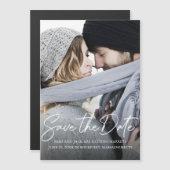 Invitation Magnétique Photo Calligraphie Blanche, Écrite À La Main, Écon (Devant / Derrière)