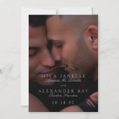 Invitation Magnétique Photo Classique Clair Gris Économisez La Date (Recto)