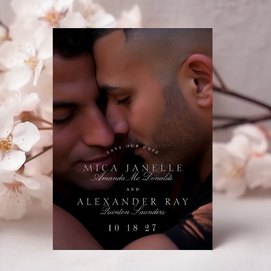 Invitation Magnétique Photo Classique Clair Gris Économisez La Date