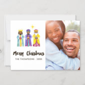 Invitation Magnétique Photo de Noël de la Nativité aquarelle (Recto)