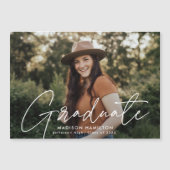 Invitation Magnétique Photo de script blanc moderne (Devant)