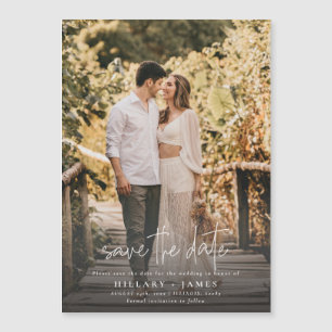 Invitation Magnétique Photo Elegant Calligraphie Mariage Enregistrer la 