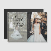 Invitation Magnétique Photo Élégante Moderne Collage Mariage Enregistrer (Devant / Derrière)
