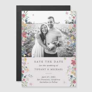 Invitation Magnétique Photo florale Enregistrer la date