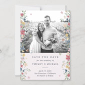 Invitation Magnétique Photo florale Enregistrer la date (Recto)