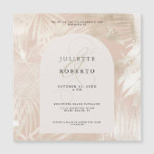 Invitation Magnétique Photo Mariage d'été de la feuille de palme blanc/o (Devant)