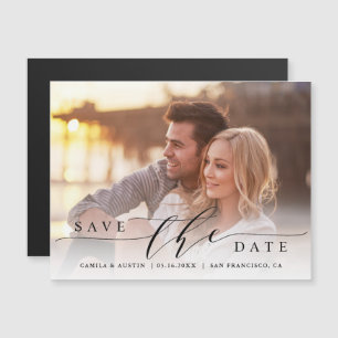 Invitation Magnétique Photo Mariage moderne et simple Enregistrer la dat