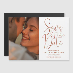 Invitation Magnétique Photo Terracotta Mariage Élégant Enregistrer La Da
