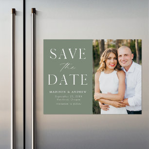 Invitation Magnétique Photo verte de l'élégance moderne Enregistrer la d