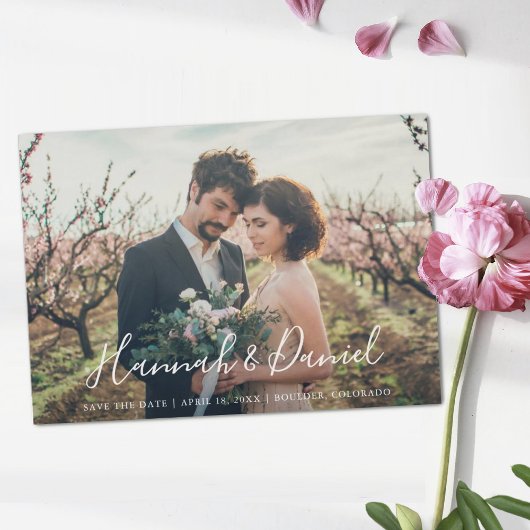 Invitation Magnétique Photo Whimsical White Script Custom Enregistrer la